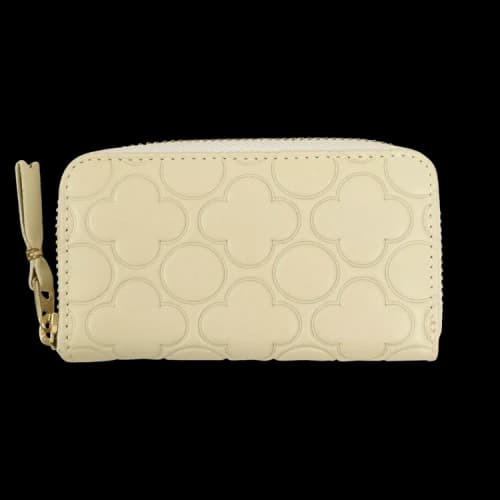 Comme des Garçons Leather Clover Embossed Mini Wallet Coin Purse 'Ivory'