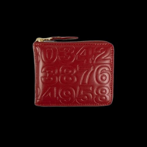 Comme des Garçons Leather Number Embossed Small Wallet 'Red'