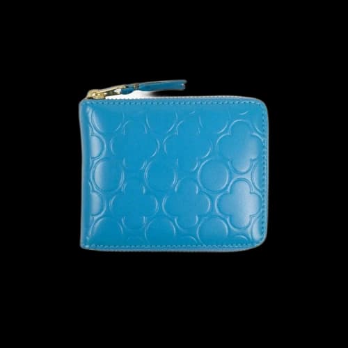 Comme des Garçons Leather Clover Embossed Small Wallet 'Blue'