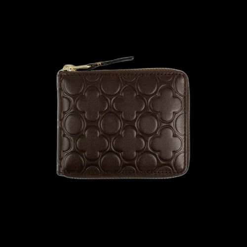 Comme des Garçons Leather Clover Embossed Small Wallet 'Brown'