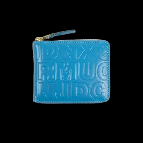 Comme des Garçons Leather Letter Embossed Small Wallet 'Blue'