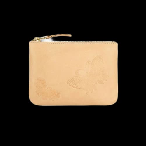 Comme des Garçons Leather Butterfly Embossed Wallet Pouch 'Beige'