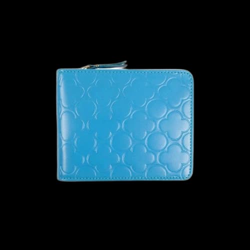 Comme des Garçons Leather Clover Cardholder Zip Around Wallet 'Blue'