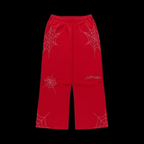 Sp5der Rhinestone Web Sweatpant 'Red'