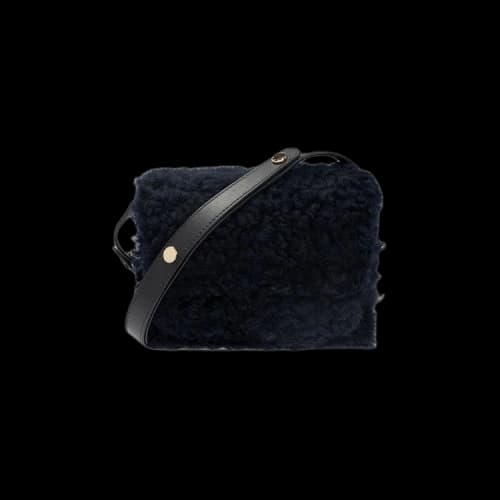 Marni Shearling Trim Shoulder Bag 'Blue'