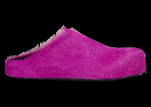 Marni Long Hair Calfskin Fussbett Sabot Mule Fuchsia