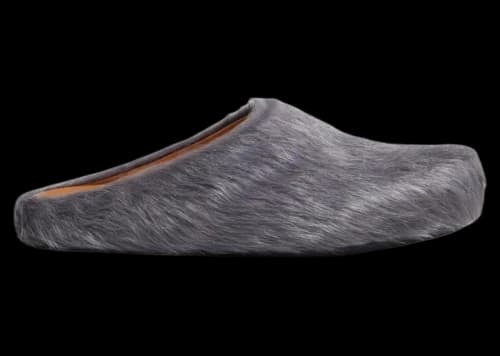 Marni Long Hair Calfskin Fussbett Sabot Mule Grey