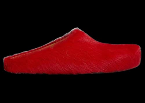 Marni Long Hair Calfskin Fussbett Sabot Mule Red