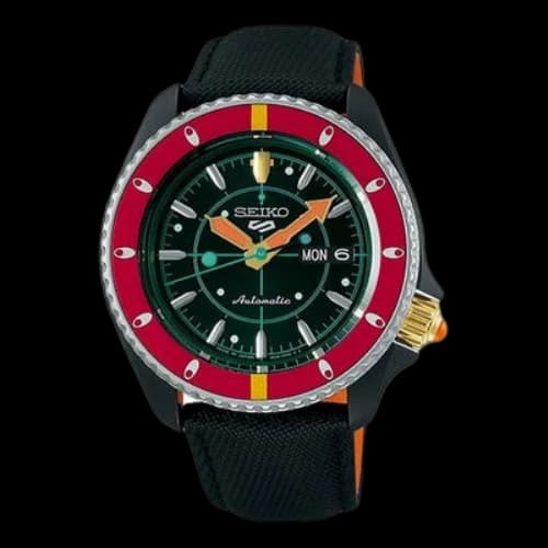 Seiko SEKIO 5 Sport JOJO's Bizarre Adventure Yellow Wind Narancha Gilga Mechanical Black/Green