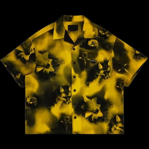 Pre-Owned Prada Abstract Fox-Print Short-Sleeve Bowling Shirt 'Yellow', From the Closet of Pusha T