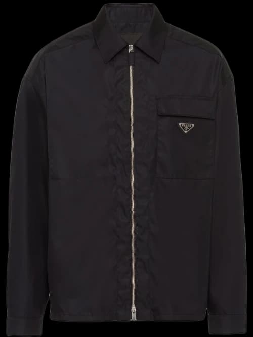 Prada Zip Up Long Sleeved Nylon Shirt Black