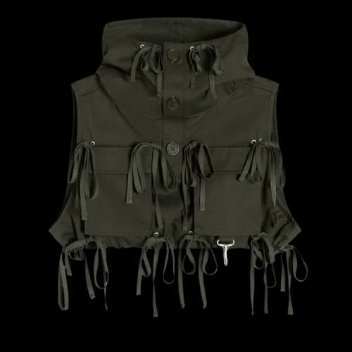 Reese Cooper Modular Pocket Twill Hooded Vest 'Olive'