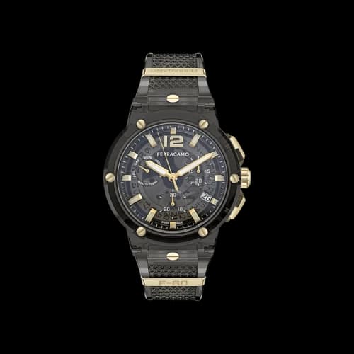 Ferragamo F-80 Translucent Chronograph Watch 'Black'