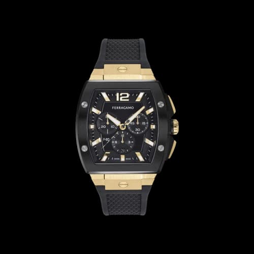 Ferragamo F-80 Tonneau Chrono Silicone Watch 'Two Tone'
