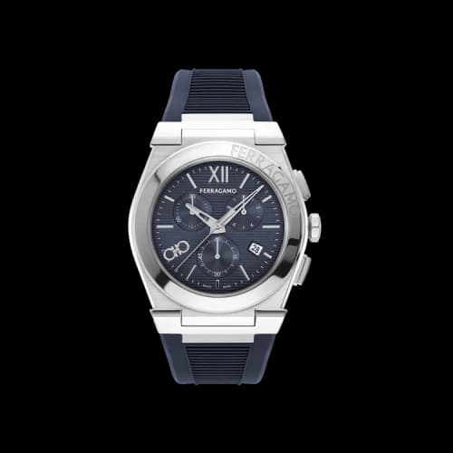 Ferragamo Vega Chrono Silicone Watch 'Stainless Steel'