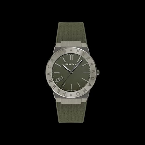 Ferragamo Sapphire Logo Recycled PU Watch 'Gun'