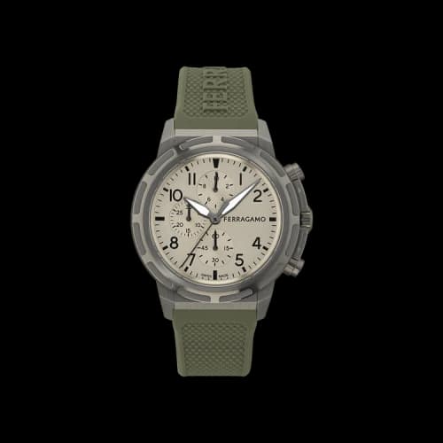 Ferragamo Sport Chrono Silicone Watch 'Gun'