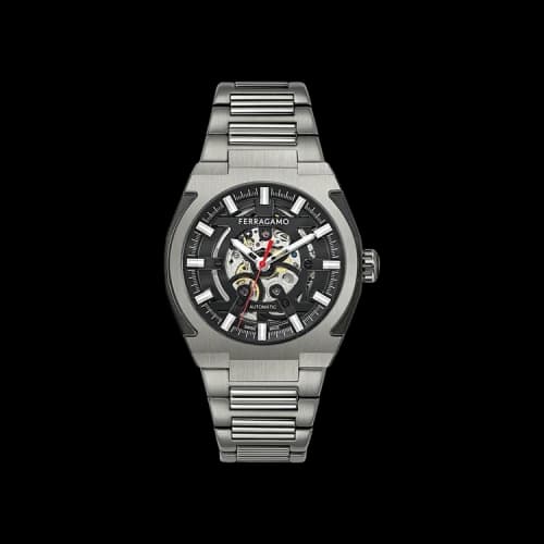 Ferragamo Supreme Skeleton Automatic Watch 'Gun'