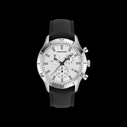 Ferragamo Master Chrono Leather Watch 'Stainless Steel'
