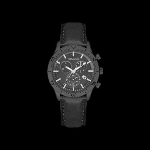 Ferragamo Master Chrono Strap Watch 'Black'