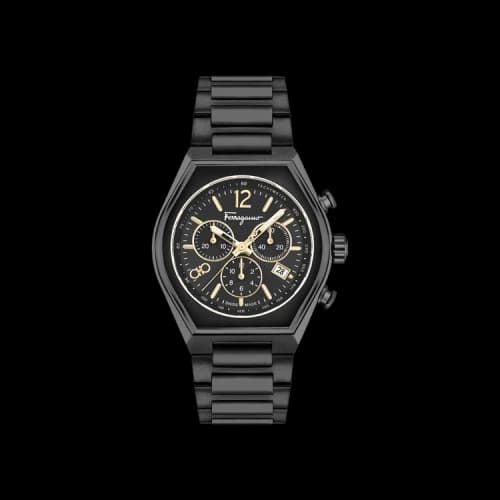 Ferragamo Tonneau Chrono Bracelet Watch 'Black'