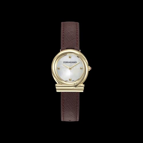 Ferragamo Gancini Twisted Mother of Pearl Watch 'Gold'