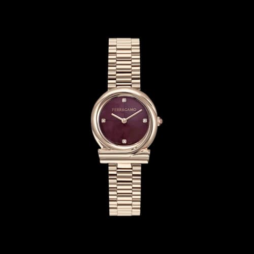 Ferragamo Gancini Twisted Diamond Watch 'Rose Gold'