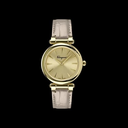 Ferragamo Idillio Leather Watch 'Gold'