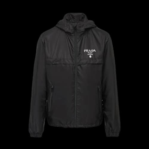Prada Hooded Re-Nylon Windbreaker Jacket Black