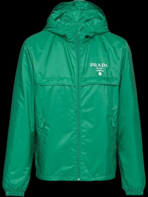 Prada Hooded Re-Nylon Windbreaker Jacket Green