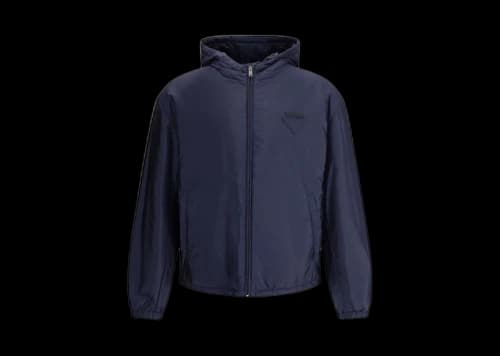 Prada Re-Nylon Hooded Zipped Jacket Navy