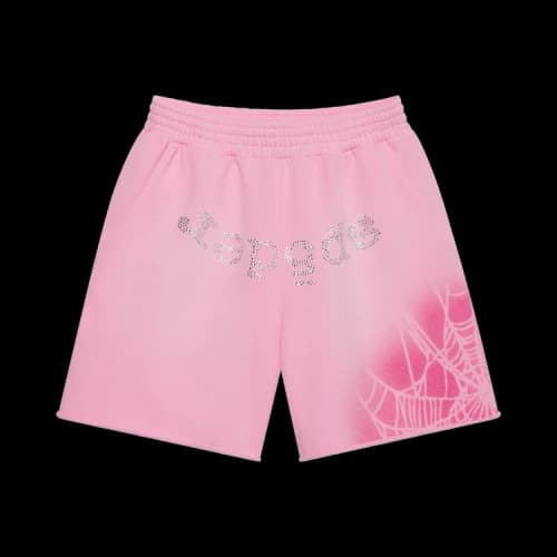 Sp5der OG Web V2 Spray Sweatshort 'Light Pink'