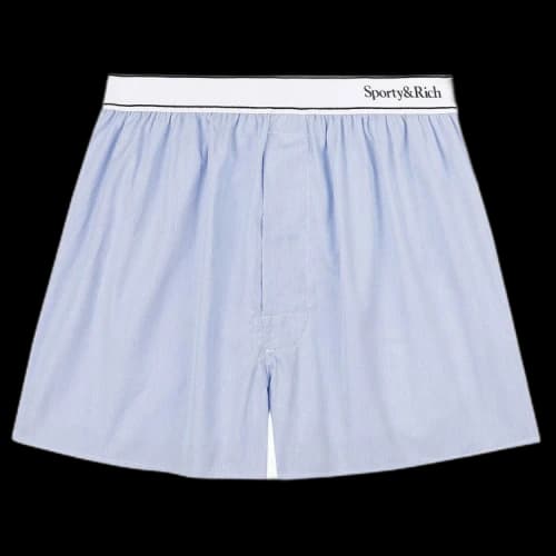 Sporty & Rich Serif Logo Boxer Shorts 'Blue/White Thin Stripe Black'