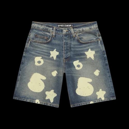 Sp5der Indigo Beluga Denim Short 'Blue'