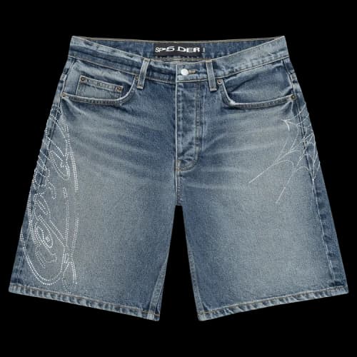 Sp5der Script Web Denim Short 'Indigo'