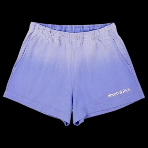 Sporty & Rich Serif Logo Embroidered Disco Shorts 'Dip Dye Blue/White'