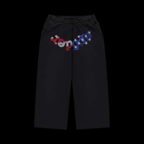 Sp5der Rhinestone OG Web Long Sweatshort 'Onyx'