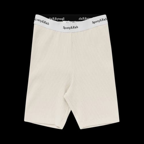 Sporty & Rich Serif Logo Ribbed Biker Short 'Cream'