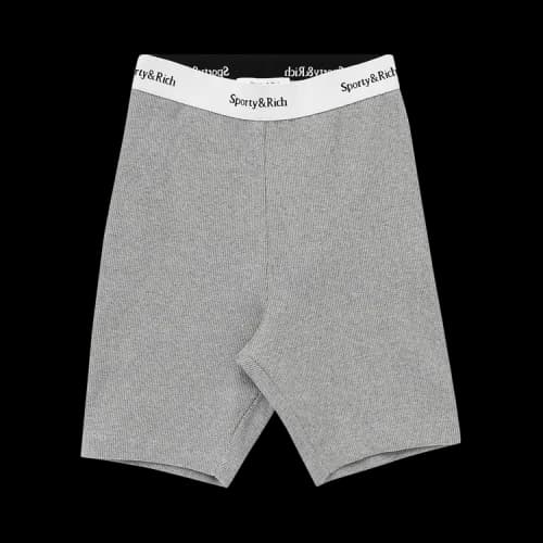 Sporty & Rich Serif Logo Ribbed Biker Short 'Grey'
