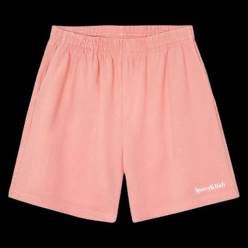 Sporty & Rich Serif Logo Gym Short 'Flamingo/White'