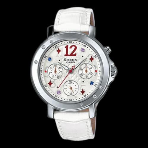 CASIO SHEEN Series Quartz Watch Leather Strap 5 0 Meter Waterproof SHE-3033GL-7A2