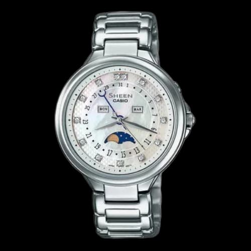 CASIO Sheen Series Stainless Steel Case Silver Dial 50m Waterproof Quartz Movement Watch Analog
