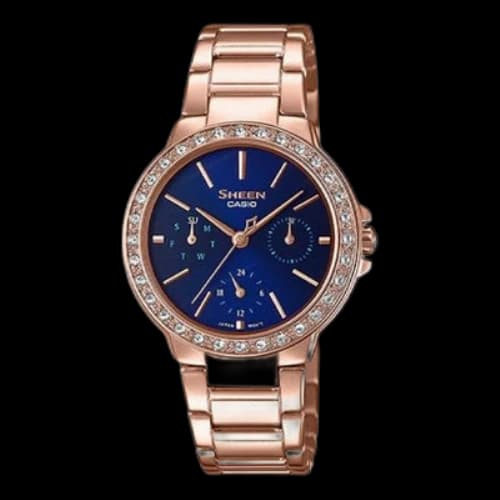 CASIO SHEEN Waterproof Stainless Steel Strap Dark Blue Analog