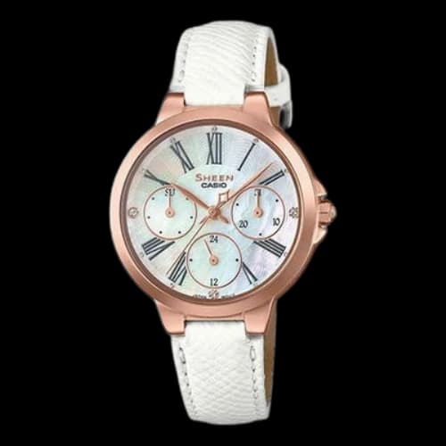 CASIO Waterproof SHEEN Sapphire Crystal Quartz White Analog