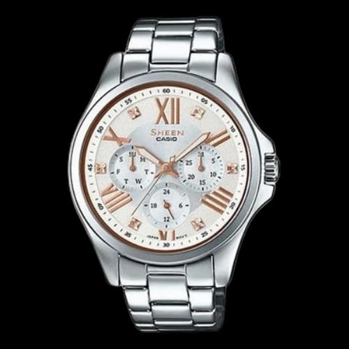 CASIO SHEEN Champagne Watch Dial Silver Strap Silver Analog