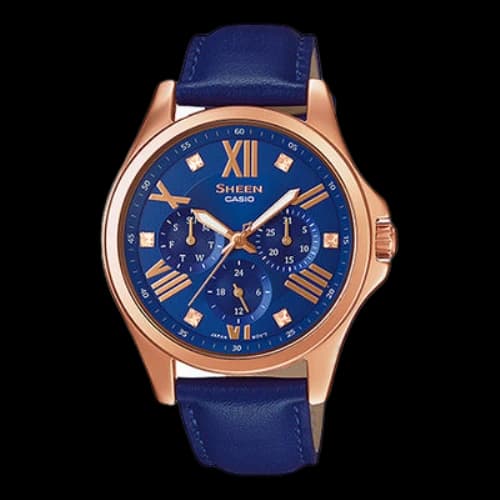 CASIO Sheen Series Stainless Steel Case Blue Dial 50m Waterproof Quartz Movement Watch Analog