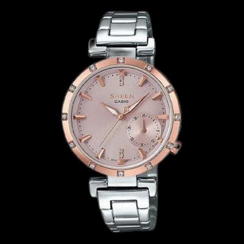 CASIO SHEEN Waterproof Stainless Steel Strap SilverGold Analog