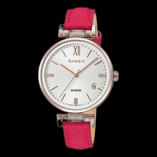 CASIO Waterproof SHEEN Quartz Sapphire Crystal Red Analog
