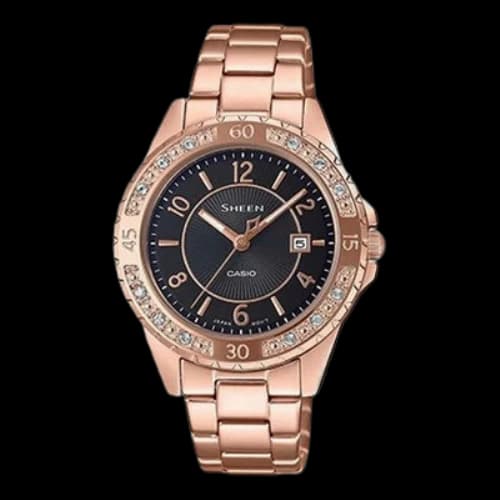 CASIO SHEEN Sapphire Crystal Rose Gold Analog