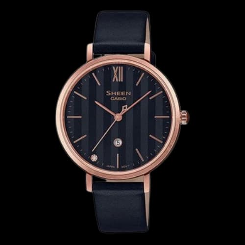 CASIO SHEEN Quartz Waterproof Sapphire Crystal Black Analog